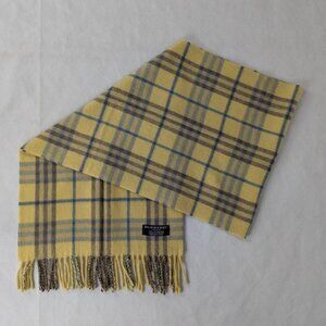 BURBERRY London Classic Nova Check Knit 100% Cashmere Neck Warmer Yellow SCARF